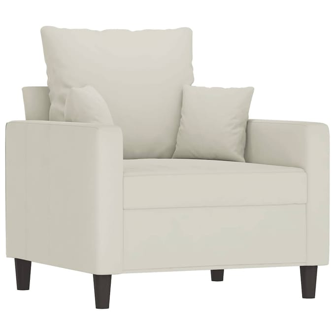 vidaXL - 3-delige - Loungeset - met - kussens - fluweel - crèmekleurig