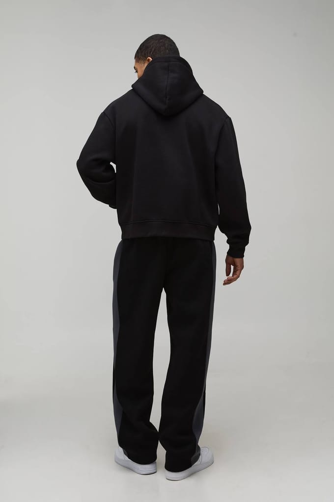 Straight Fit Paneel Joggingbroek | Black | Size Large