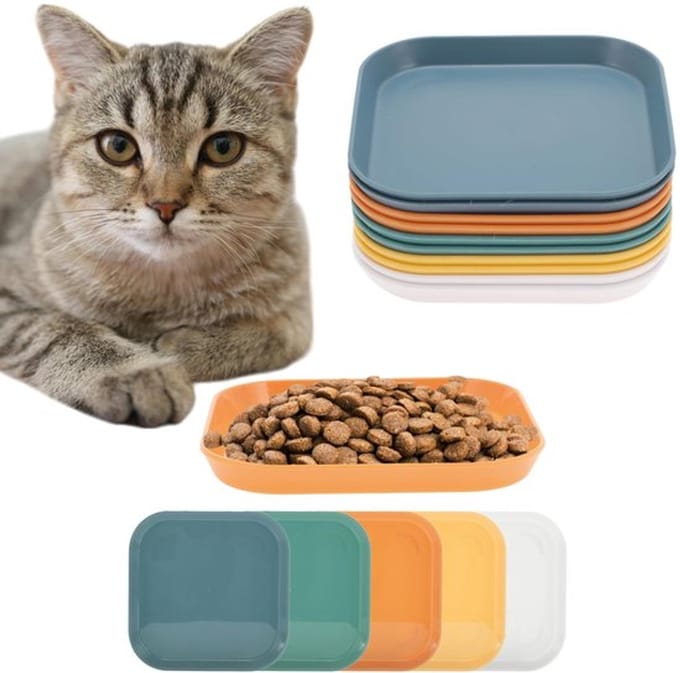 Platte kattenvoerbak, diepblauw - 10 stukken