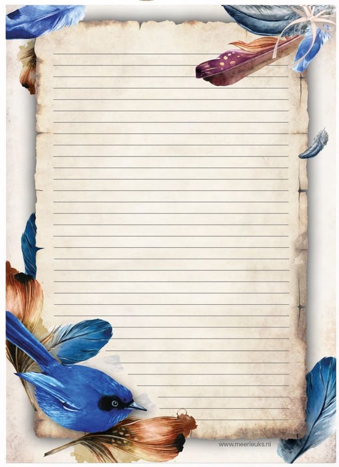 Briefpapier - 24 vellen A4 formaat - Veertjes - Meer Leuks - Postpapier