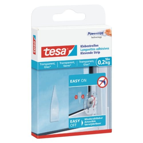 Tesa Dubbelzijdige Klevende Strips Voor Glas - 0,2kg - Transparant - 16 Stuks