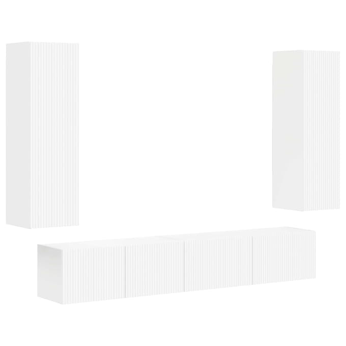 vidaXL - Tv-meubelset - 3 - st - Wit - Bewerkt - hout
