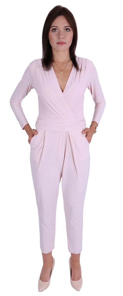 John Zack Jumpsuit met lange mouwen in poederroze