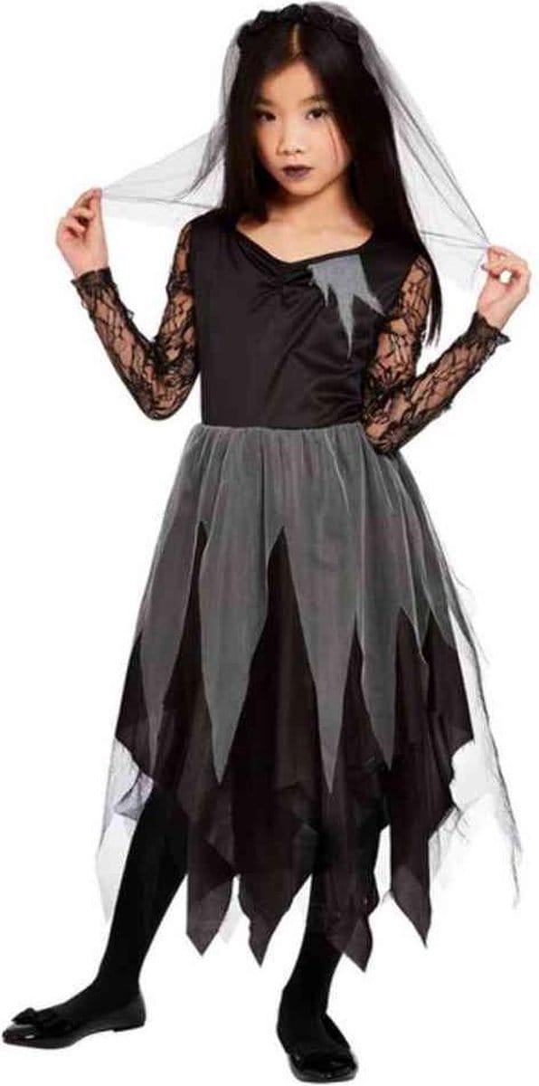 Smiffys - Grave Yard Bride Kinder Kostuum - Kids tm 6 jaar - Zwart