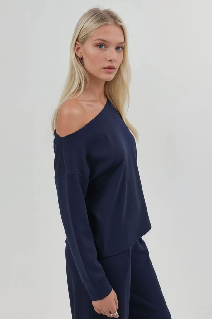 Asymmetrische Kraag Relaxed Fit Sweatshirt