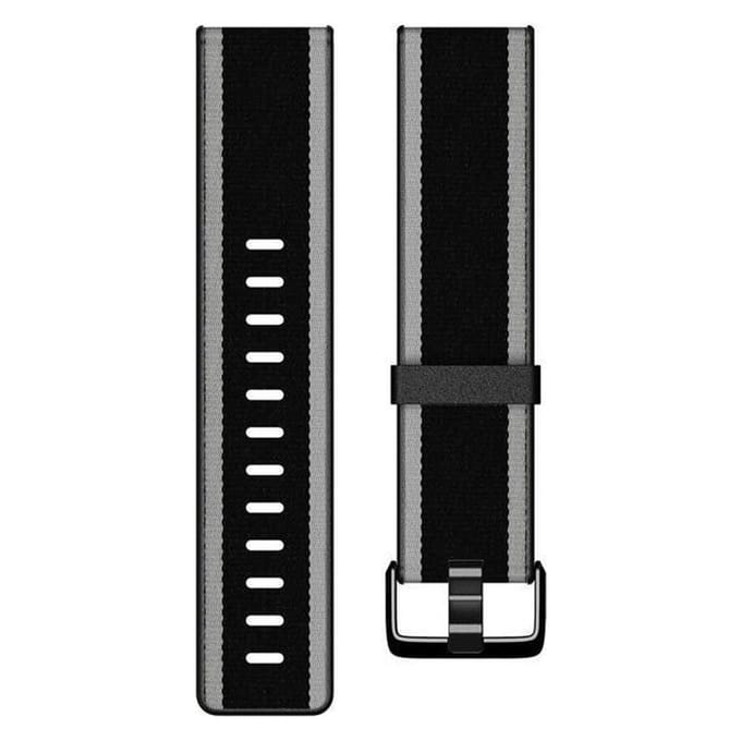 Woven band voor de Fitbit Versa / Versa 2 / Versa Lite - Maat L - Grey / Black