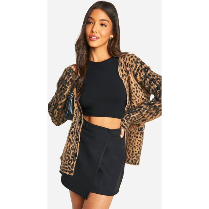 boohoo Dames Wrap Over Tailored Mini Skirt | Black | Maat: 6