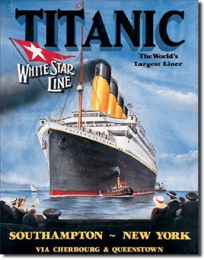 Titanic - White Star  Metalen wandbord 31,5 x 40,5 cm.