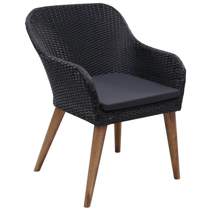 vidaXL - 9-delige - Tuinset - met - kussens - poly - rattan - zwart