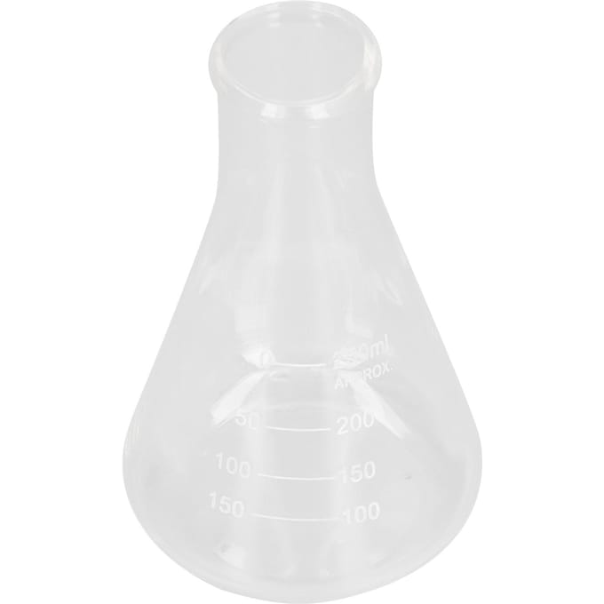 Erlenmeyer à col étroit en verre borosilicaté épaissi pour chimie de laboratoire 250 ml white