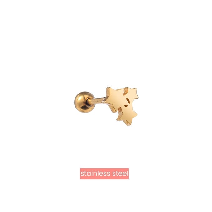Bijoutheek Oorknoppen 3 stars Goud