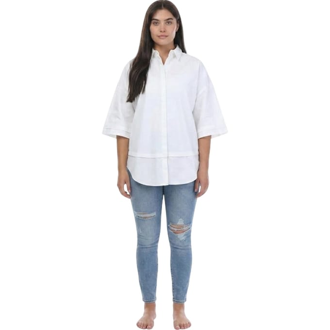 Ted Baker Dames-shirt Orlanda met oversized 3/4-mouwen (Wit)