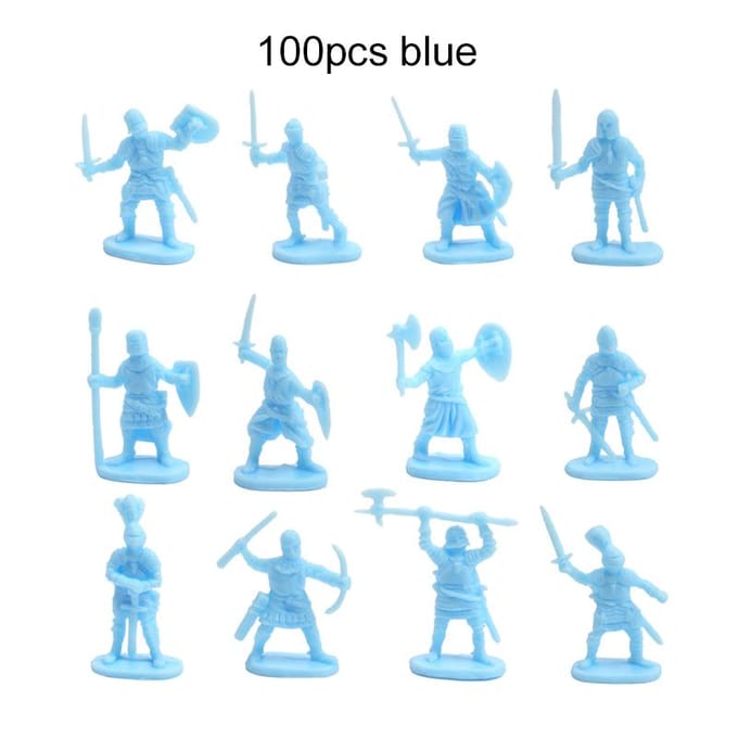 100 pièces/ensemble Soldat Ancien Miniature Modèle Décoratif Décoration de Maison Micro Moule Multiples Postures Style Chevalier Médiéval TMZ
