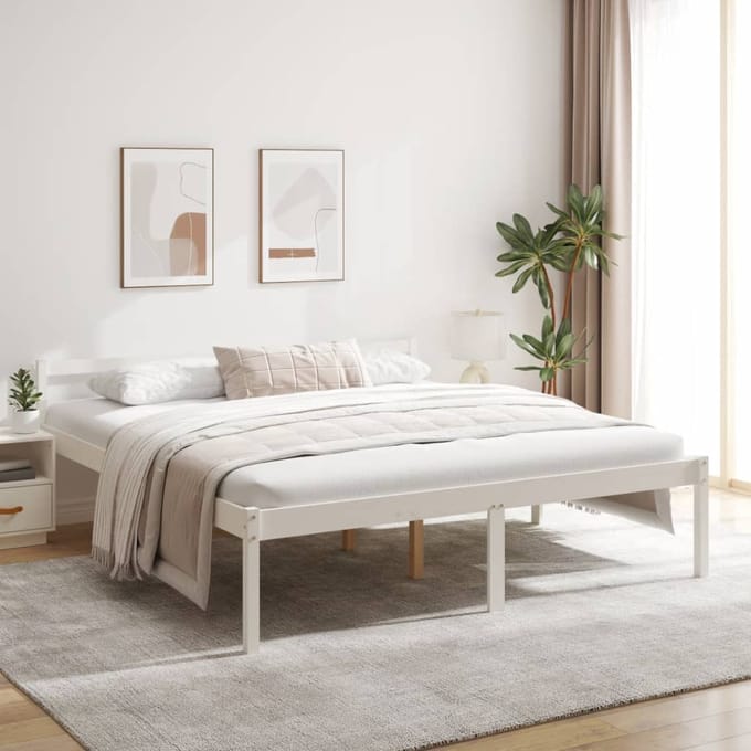 vidaXL - Seniorenbed - massief - grenenhout - wit - 180x200 - cm