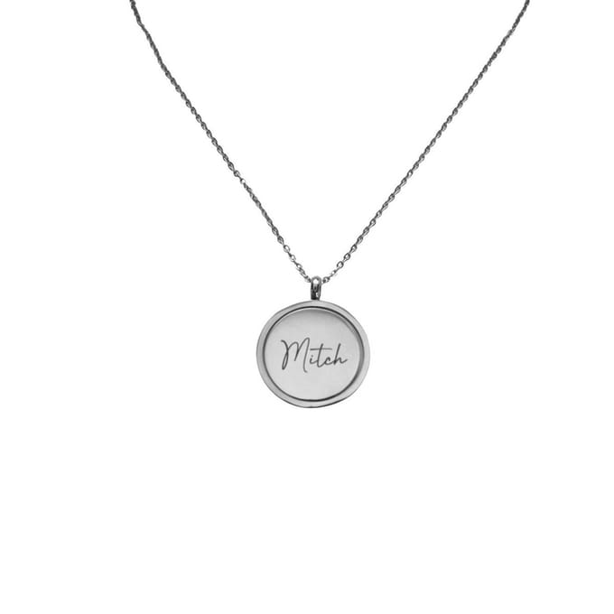 Graveerbare Ketting met Draaibare Munt Zilver