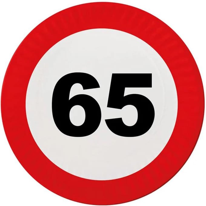 Feestbordjes 65 jaar stopbord