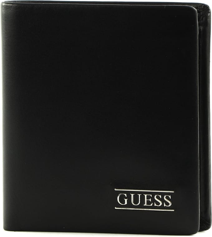 GUESS Leren Portemonnee New Boston Small Billfold Coin Wallet Black Zwart