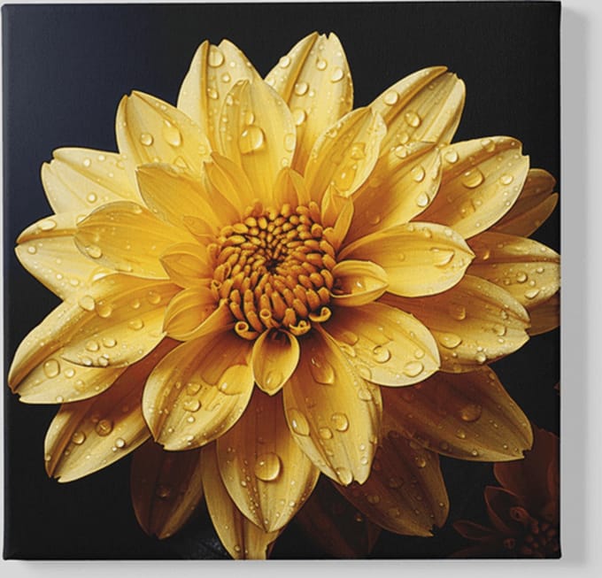 Vierkant Canvas Schilderij - Bloemen - Gele Chrysant - 100x100x2 cm