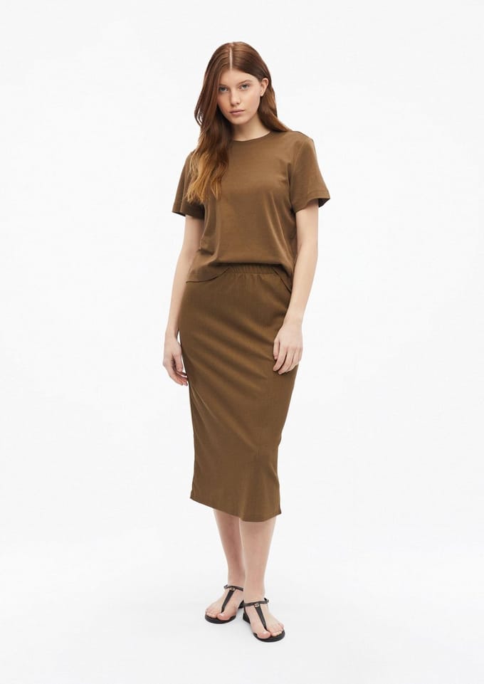 s.Oliver - female - Gestructureerde midirok met split en elastische tailleband