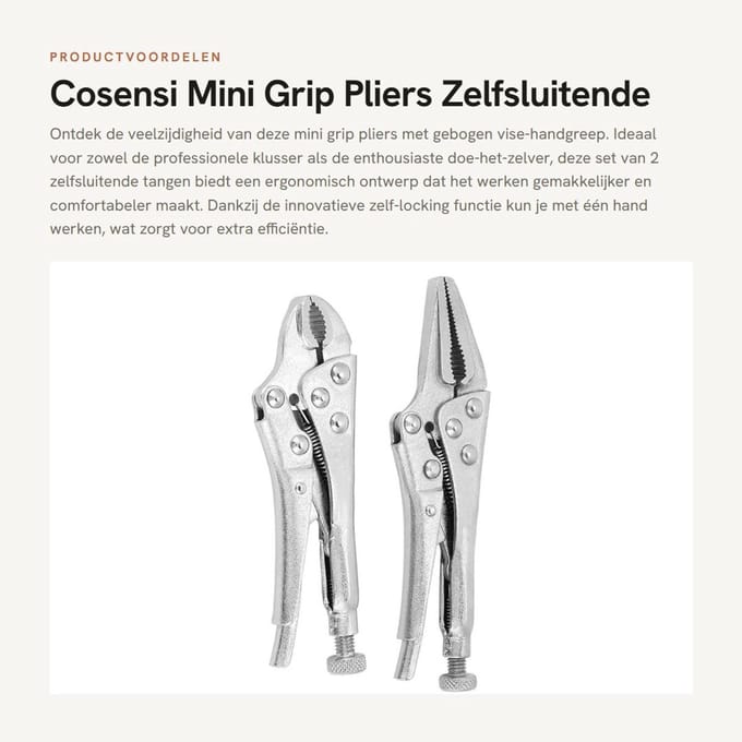 Dailygoods- Griptang Gebogen - 2 stuks - Koolstofstaal - Handgreep - Duurzaam - Arbeidsbesparend - Lange levensduur - Klem