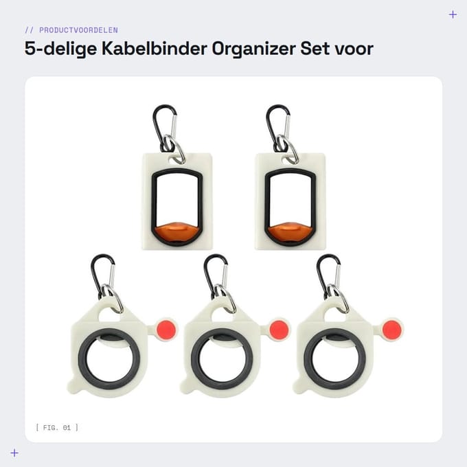 Dailygoods - 5-delige Kabelbinder Organizer Set voor Kabels