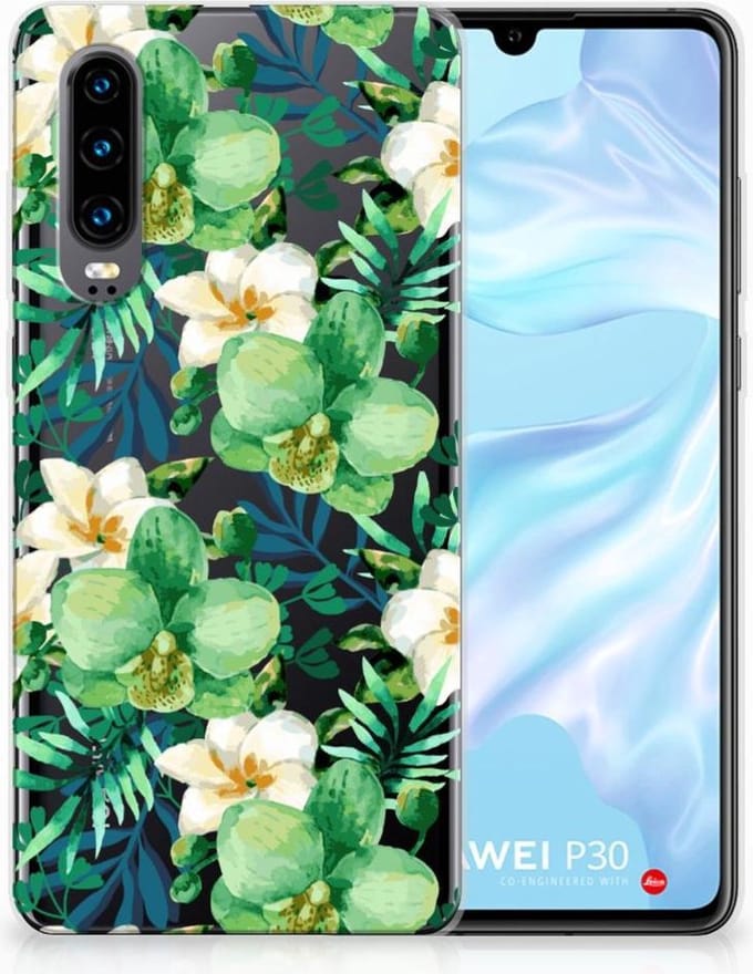 Huawei P30 TPU Case Orchidee Groen