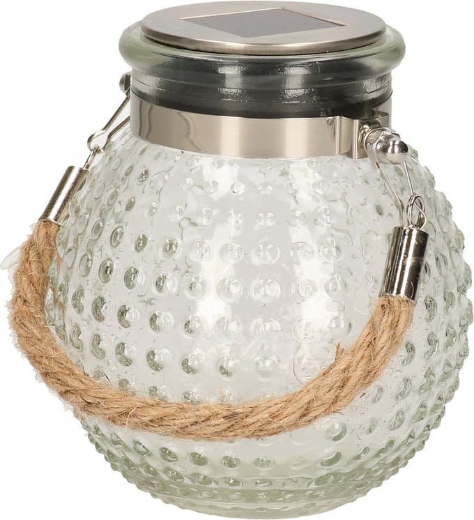 Anna's collection Solar lantaarn glas - transparant - bubbel structuur - 10 x 12 cm