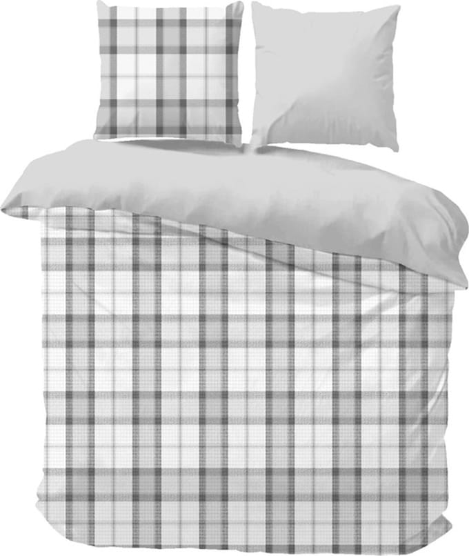 iSleep Dekbedovertrek Kees - Eenpersoons - 140x200/220 cm - Grijs