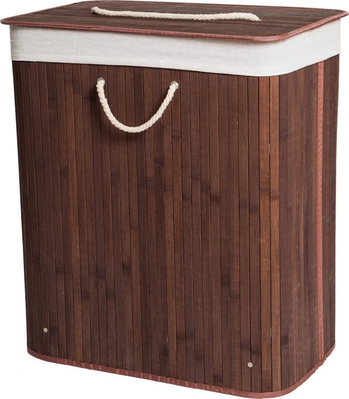 Decopatent Bamboe Wasmand - Dubbele Wasmand met deksel - Opvouwbaar - 110 L - Bruin