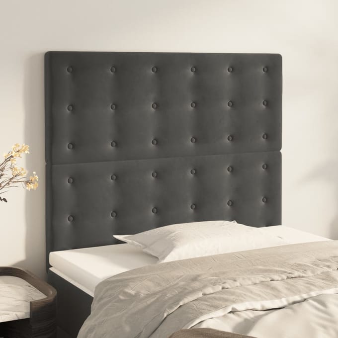 vidaXL - Hoofdbord - donkergrijs - 90x5x118/128 - cm - fluweel