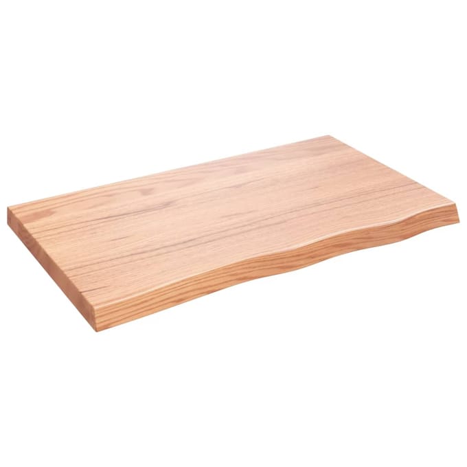 vidaXL - Wastafelblad - 100x60x(2-6) - cm - behandeld - massief - hout - lichtbruin