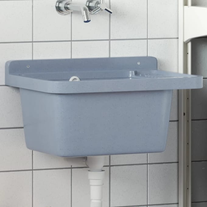 vidaXL - Wasbak - wandgemonteerd - 50x35x24 - cm - hars - grijs
