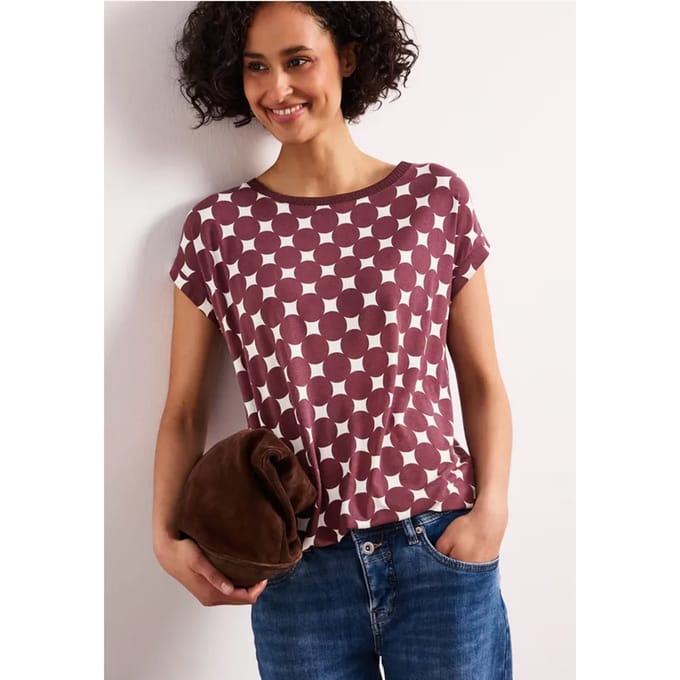Shirt met boothals en print