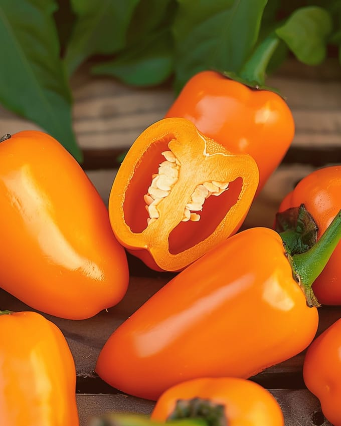 Paprika Zaden Snacking Mini Oranje Capsicum Annuum Eenjarig