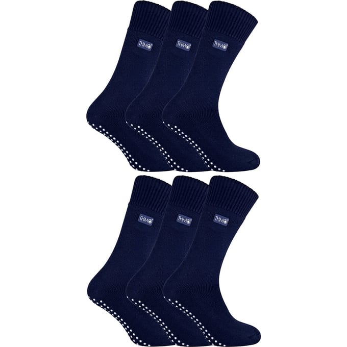 THMO heren fleece pantoffelsokken - 6-pack antislipsokken