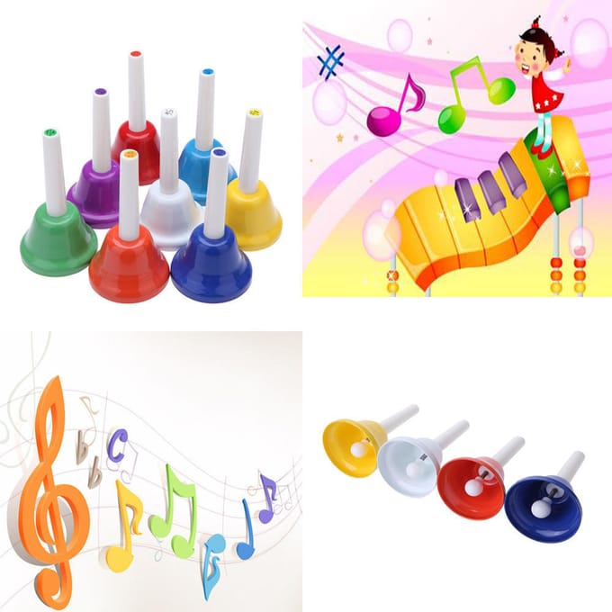 Handbel Handbel 8-Noten Metaal Kleurrijk Kind Kinderen Muziekspeelgoed Slaginstrument yellow