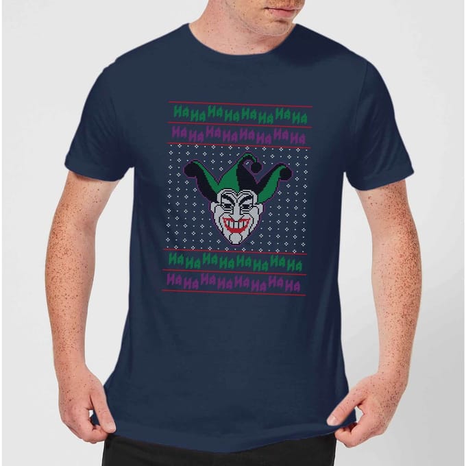 DC Joker Knit Men's Christmas T-Shirt - Navy - S