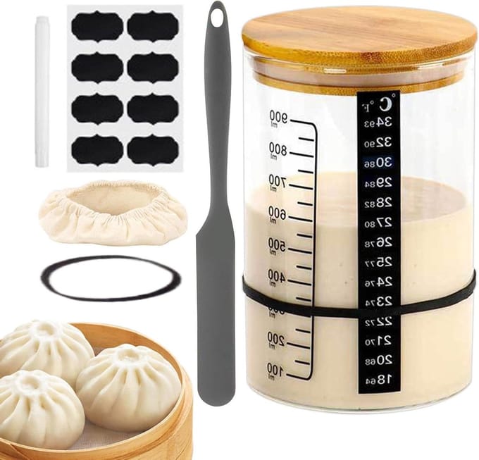 Zuurdesem Starter Pot - Gist Pot Fermentatie Pot - Brood Bakken - Inclusief Temperatuurmeter