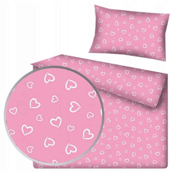 Dekbedovertrek 140x200 cm Katoen Roze Hartjes