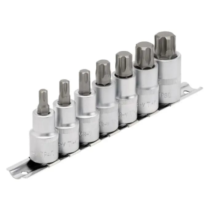 Draper 1/2" Torx plus doppenset op rail, 7-delig