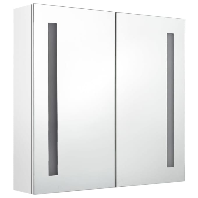 vidaXL - Badkamerkast - met - spiegel - en - LED - 62x14x60 - cm - glanzend - wit
