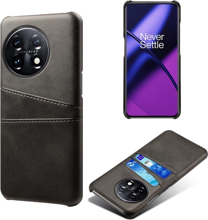 Back Cover met Opbergvakjes + PMMA Screenprotector voor OnePlus 11 _ Zwart
