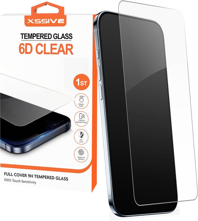 Xssive 6D Clear - Screenprotector geschikt voor iPhone Pro Max - Beschermglas - Krasbestendig - Volledig Transparant - 9H Gehard Glas - Screen Protector