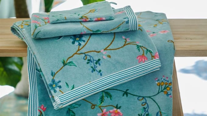 Pip Studio Les Fleurs set van 3 Gastendoekjes - Blauw