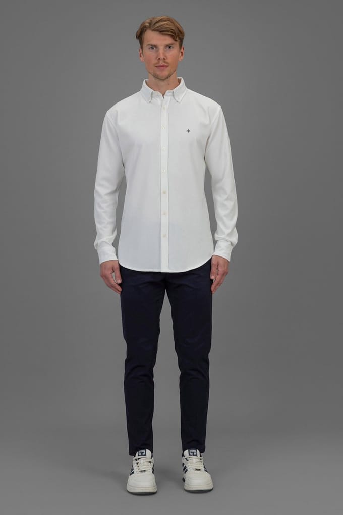 Laurent Vergne - Heren - Overhemd - Viscose - Wit - maat S - Slim fit