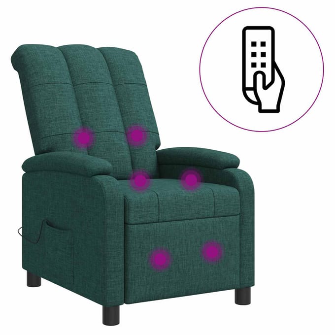 vidaXL - Massage - Relaxstoel - Donkergroen - Stof