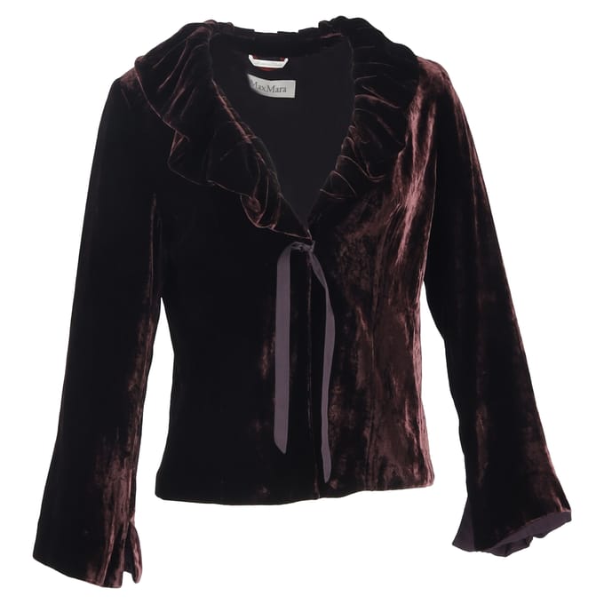 Max Mara Rimpelboord Strik Blazer in Bordeaux Fluweel