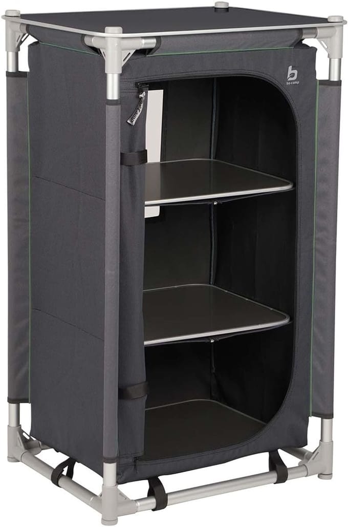 Opbergkast - Campingkast - Kampeeruitrusting - Verstelbare poten - 57x47x97cm - Antraciet