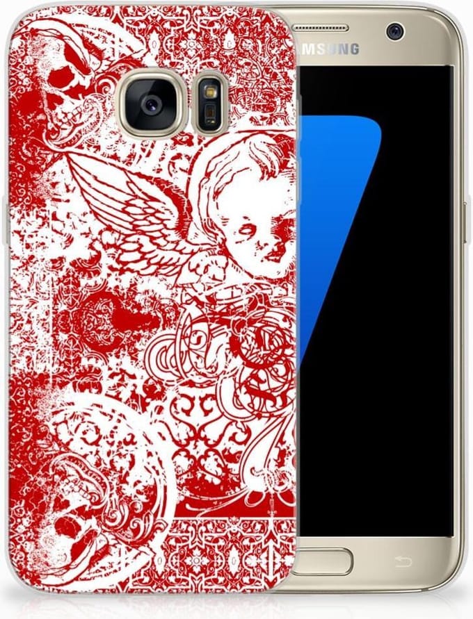 TPU Hoesje voor Silicone Back Case Samsung Galaxy S7 Angel Skull Rood