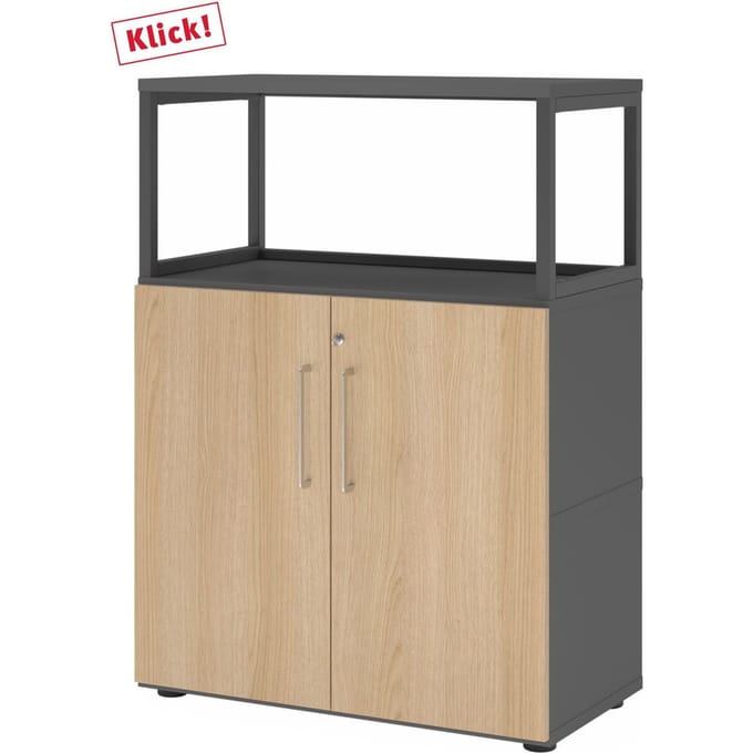 FlexWall | 3 OH | Deuren + frame | met stelvoeten - Grafiet/Eiken